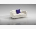 Modern White Sofa with Purple Accent Pillow 3D 모델 
