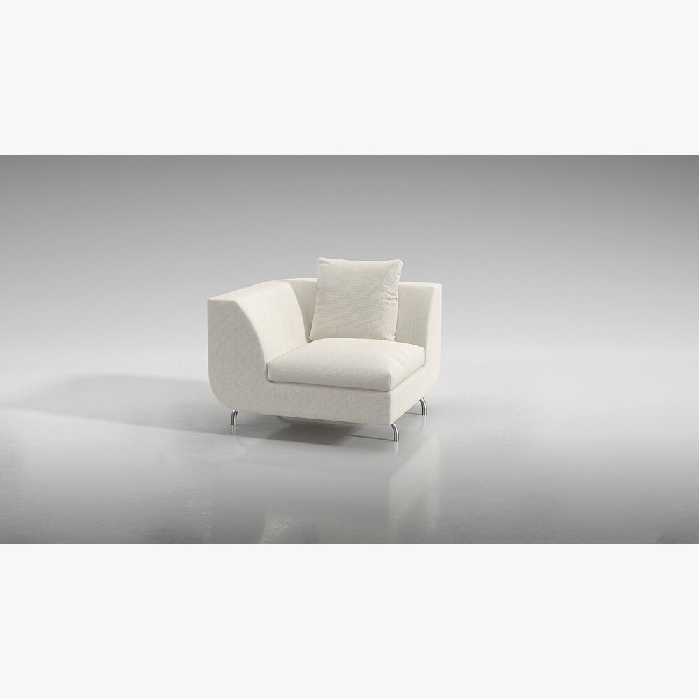 Modern White Armchair Modello 3D