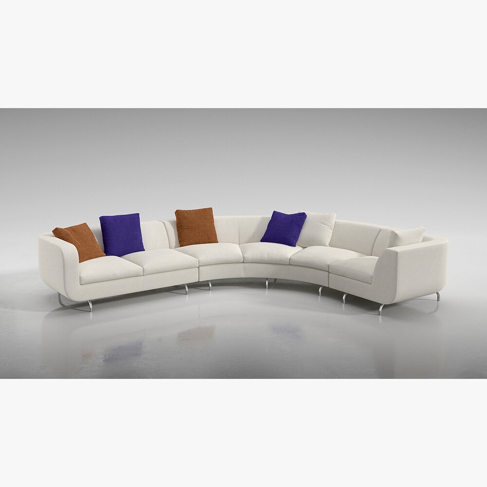 Modern Curved Sectional Sofa 3Dモデル