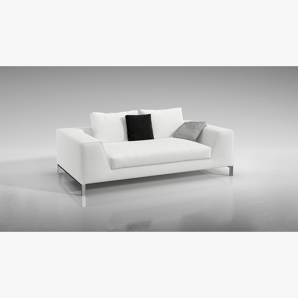 Modern White Sofa 06 3d model