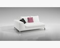 Modern White Chaise Lounge with Cushions 3D-Modell