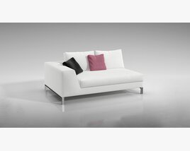 Modern White Chaise Lounge with Cushions 3D-Modell