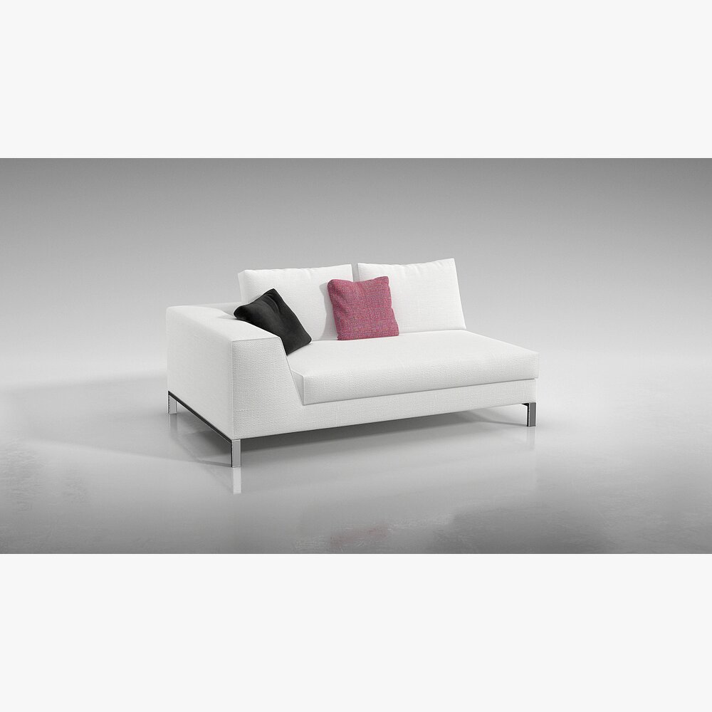 Modern White Chaise Lounge with Cushions Modèle 3D