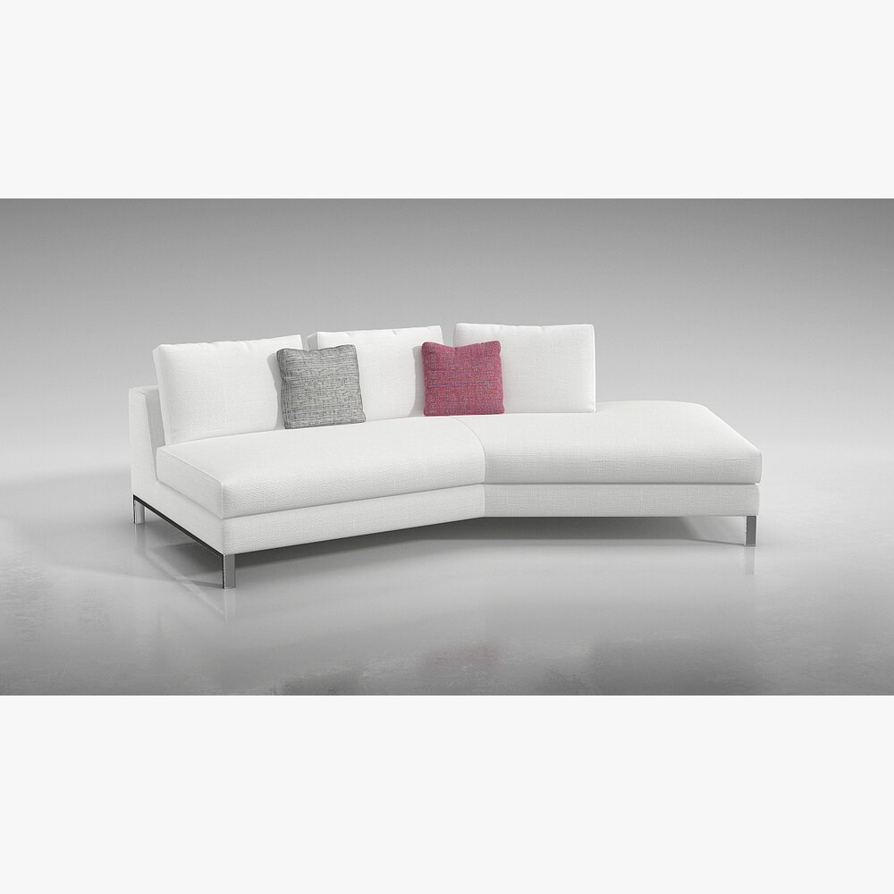 Modern White Sectional Sofa 09 3D 모델 