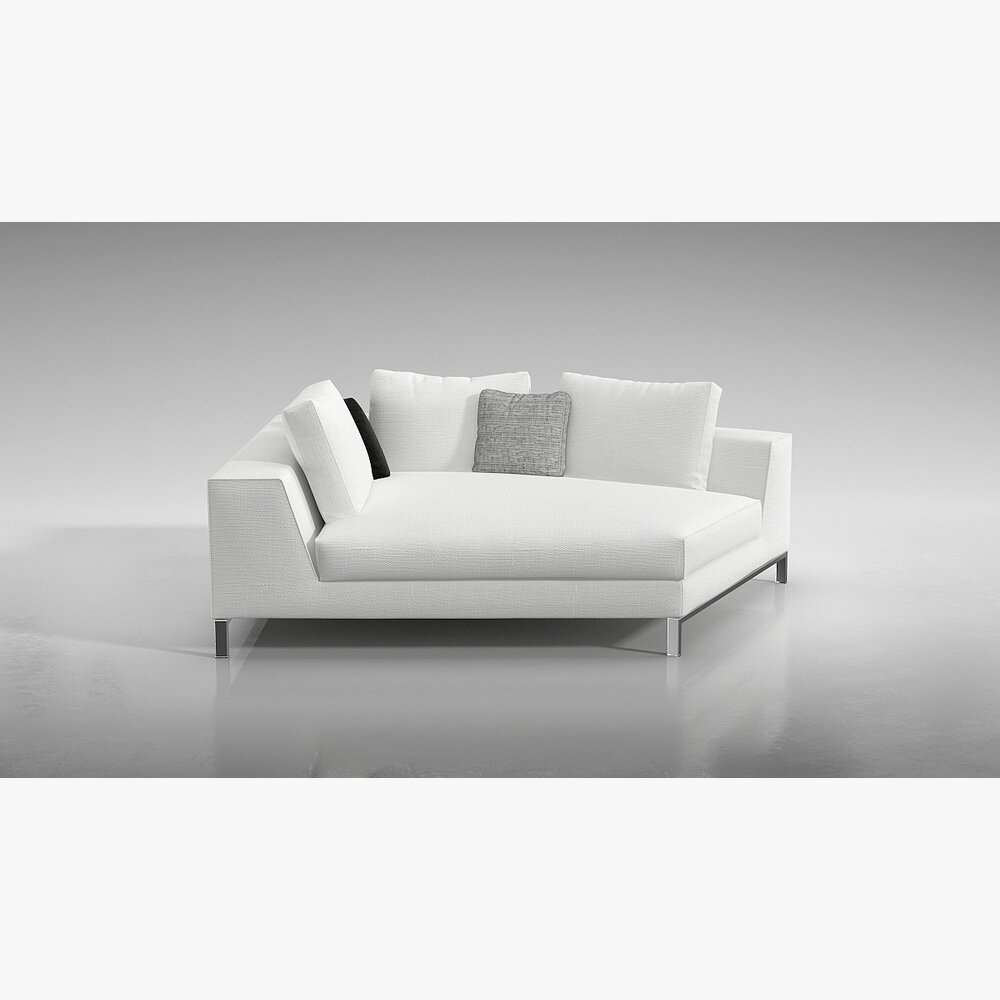 Modern White Sectional Sofa 10 3D 모델 