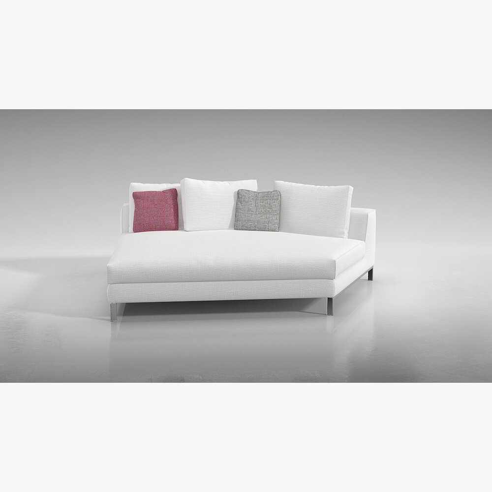 Modern White Chaise Lounge 04 Modello 3D