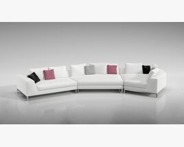 White Sectional Sofa 3D 모델 