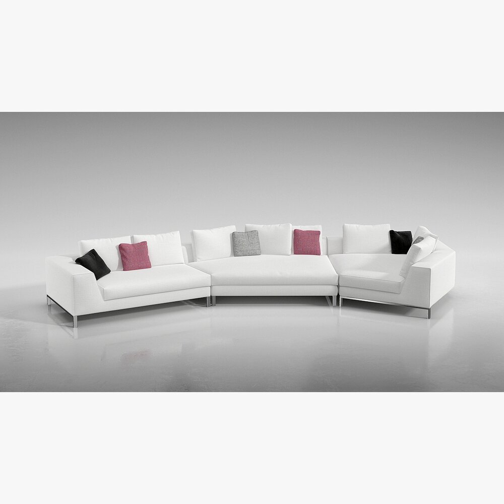 White Sectional Sofa 3D модель