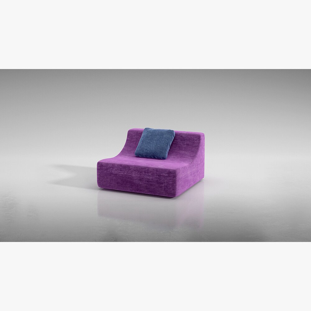 Contemporary Purple Armchair with Cushion 3D 모델 