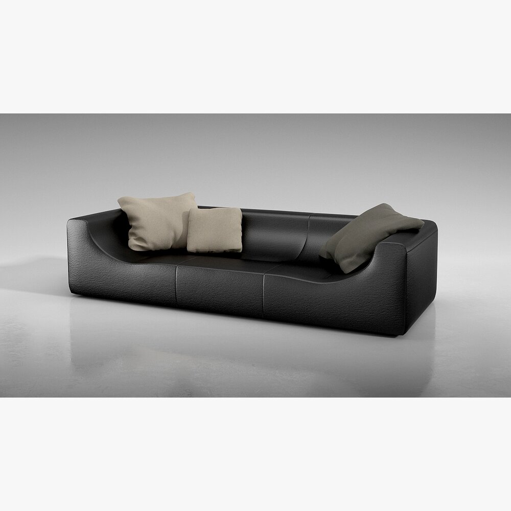 Modern Black Sofa 02 Modello 3D