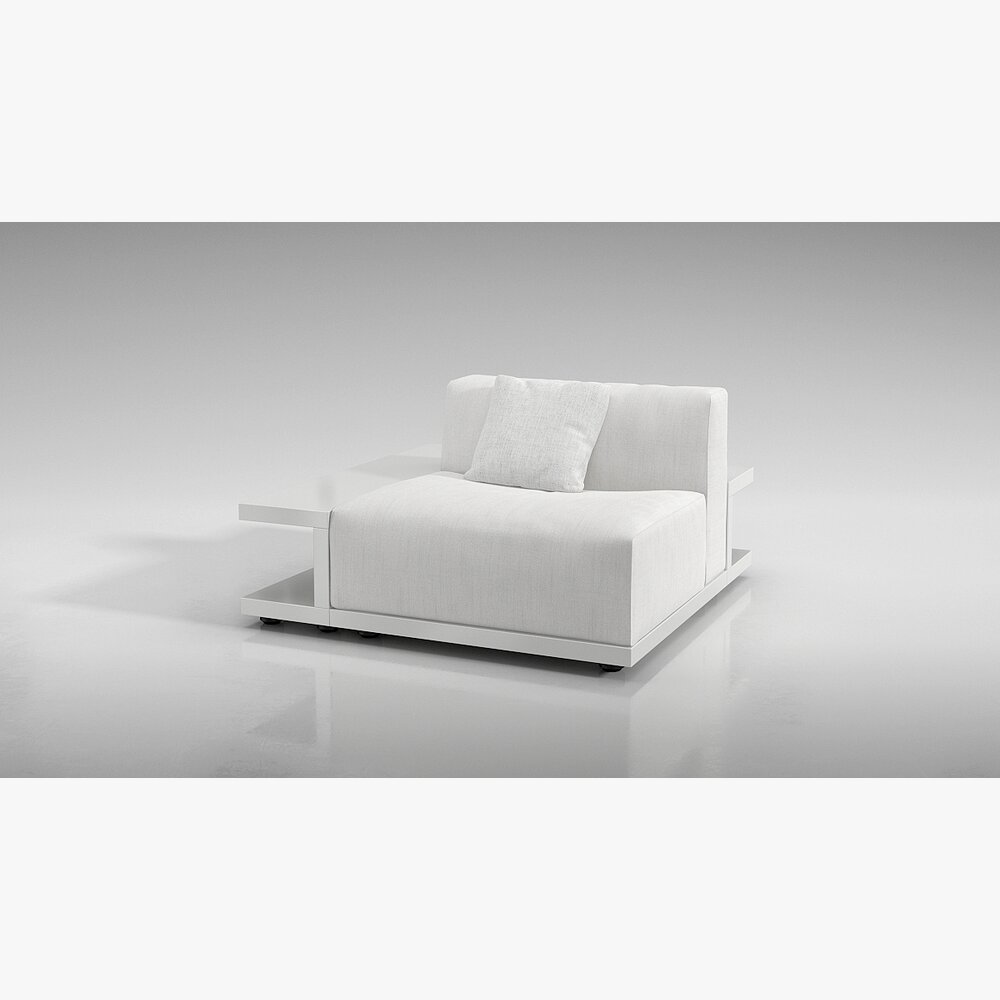 Modern White Armchair 03 3D model