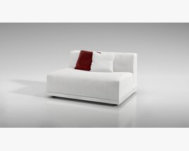 Modern White Sofa With Accent Cushion 3D 모델 