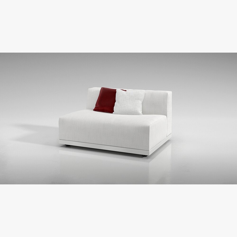 Modern White Sofa With Accent Cushion 3D 모델 