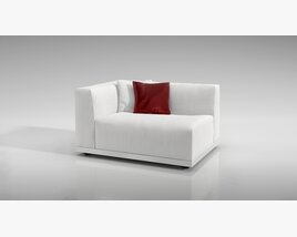 Modern White Loveseat with Accent Cushion Modèle 3D