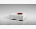 Minimalist Bed with Red Pillow Modello 3D