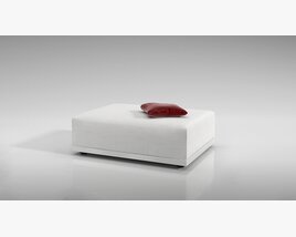 Minimalist Bed with Red Pillow 3D 모델 