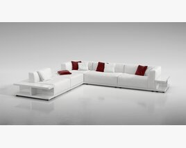 Modern White Sectional Sofa 11 3D-Modell