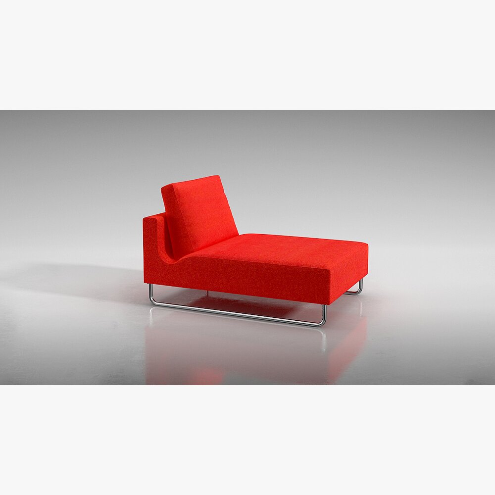 Modern Red Chaise Lounge 3D model