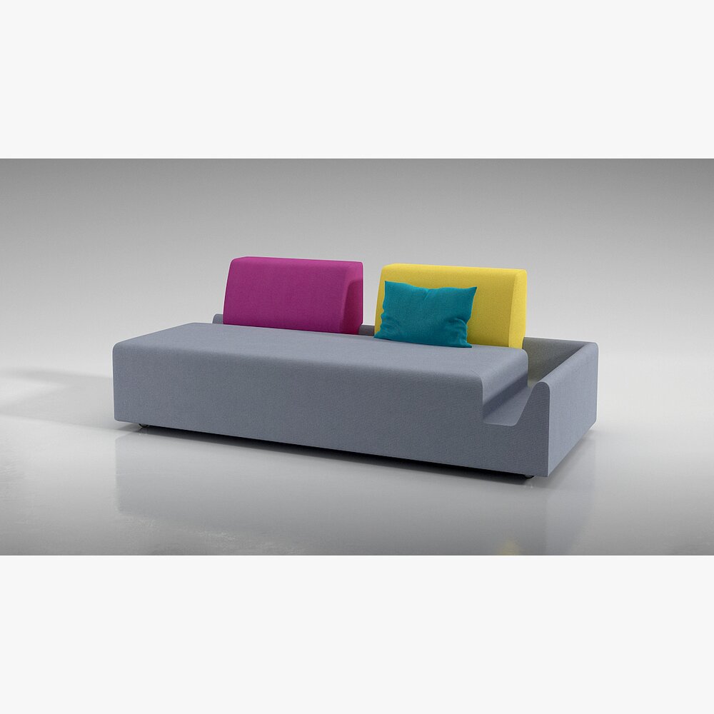Modern Sofa with Colorful Cushions 3D модель