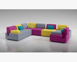 Colorful Modular Sofa Set 3D модель