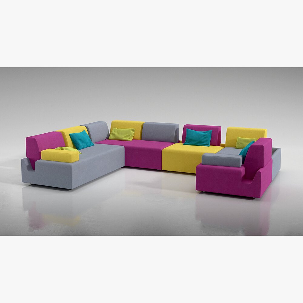 Colorful Modular Sofa Set 3D 모델 
