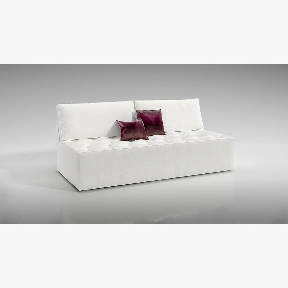 Modern White Sofa with Cushions 3D模型