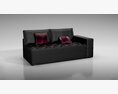 Modern Black Sofa with Pillows 3D模型