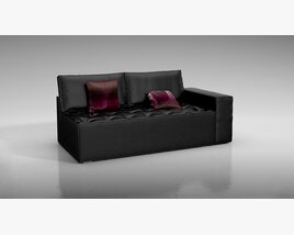 Modern Black Sofa with Pillows 3D 모델 