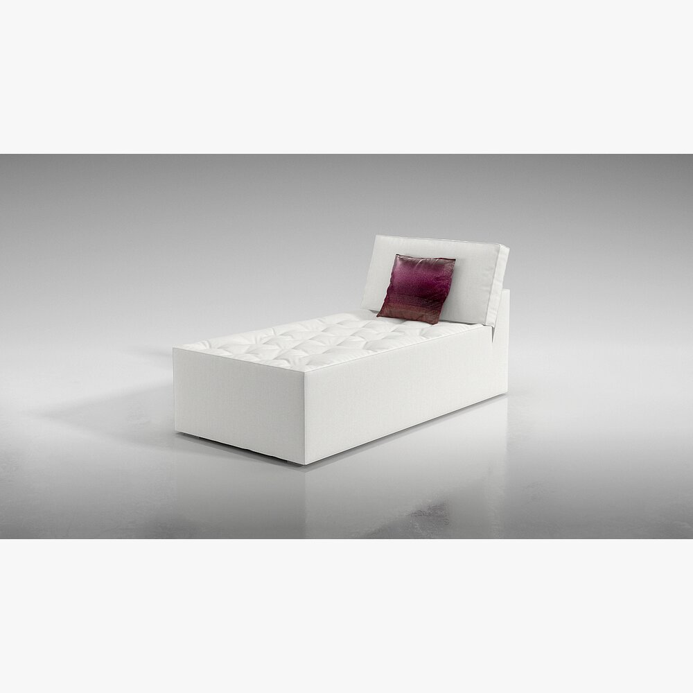 Modern White Single Bed Modelo 3D