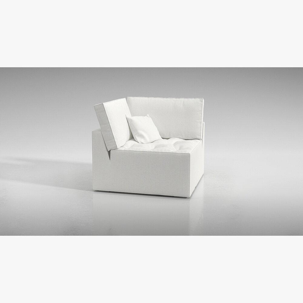 Modern White Armchair 04 3Dモデル