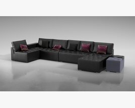 Modular Leather Sofa Set Modelo 3d