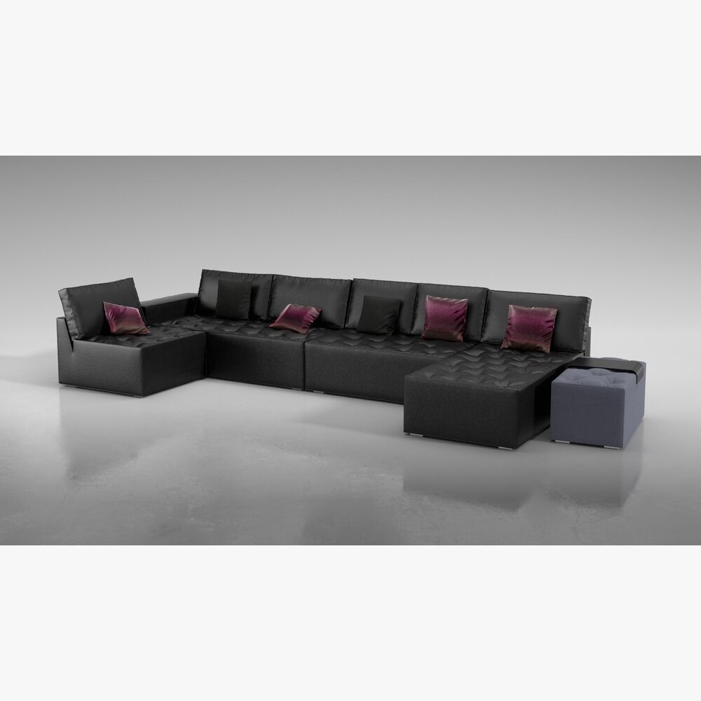Modular Leather Sofa Set Modelo 3D