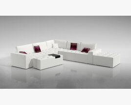 Modern White Modular Sofa Set 3Dモデル