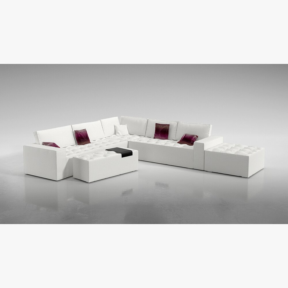 Modern White Modular Sofa Set 3D 모델 