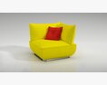 Modern Yellow Loveseat with Red Cushion 3D модель