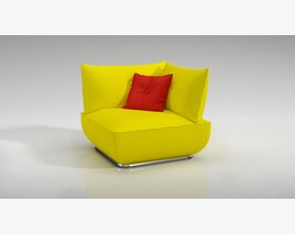 Modern Yellow Loveseat with Red Cushion 3Dモデル