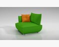 Modern Green Armchair with Accent Cushions 3d model