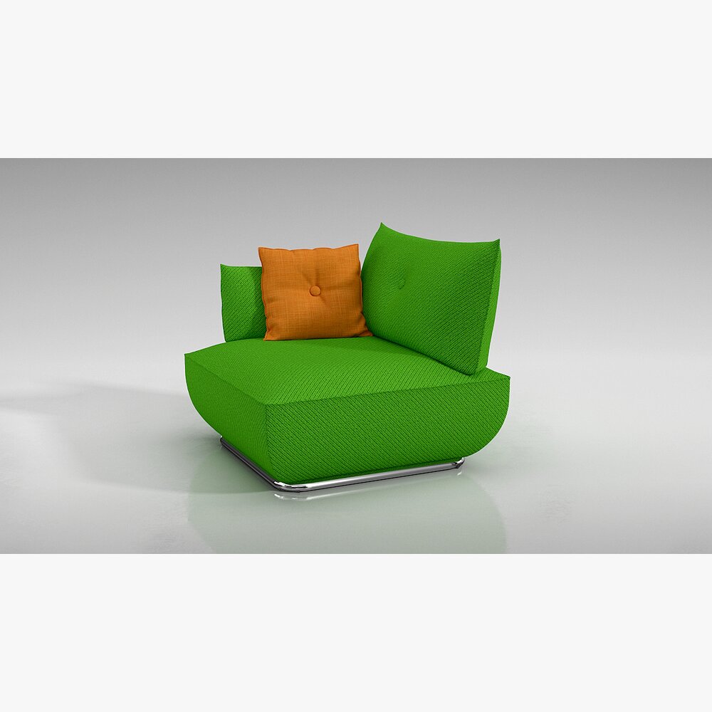 Modern Green Armchair with Accent Cushions Modèle 3D