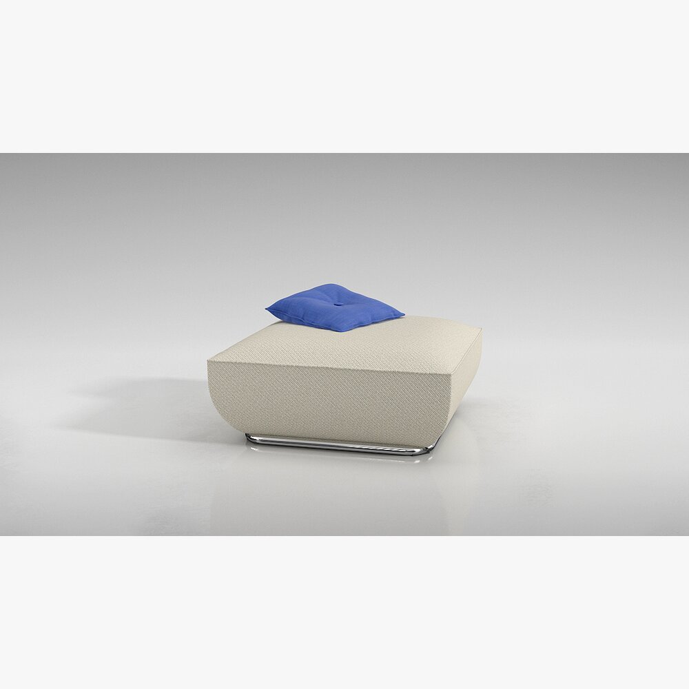 Modern Footstool with Blue Cushion 3d model
