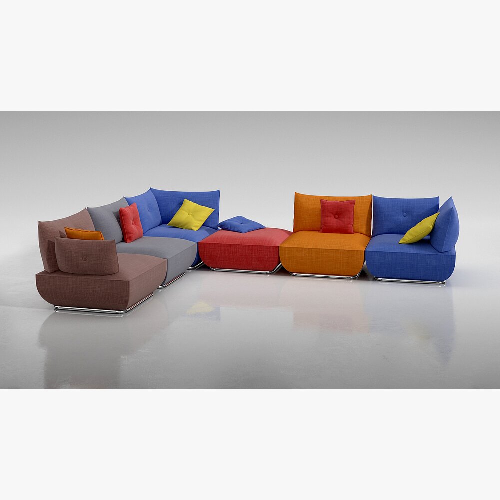 Modular Colorful Sofa Set Modèle 3D