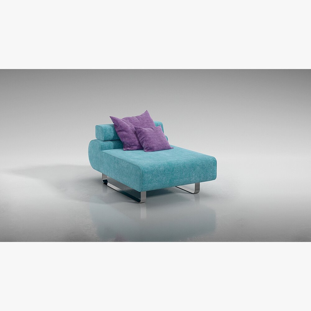 Modern Teal Chaise Lounge 3D-Modell