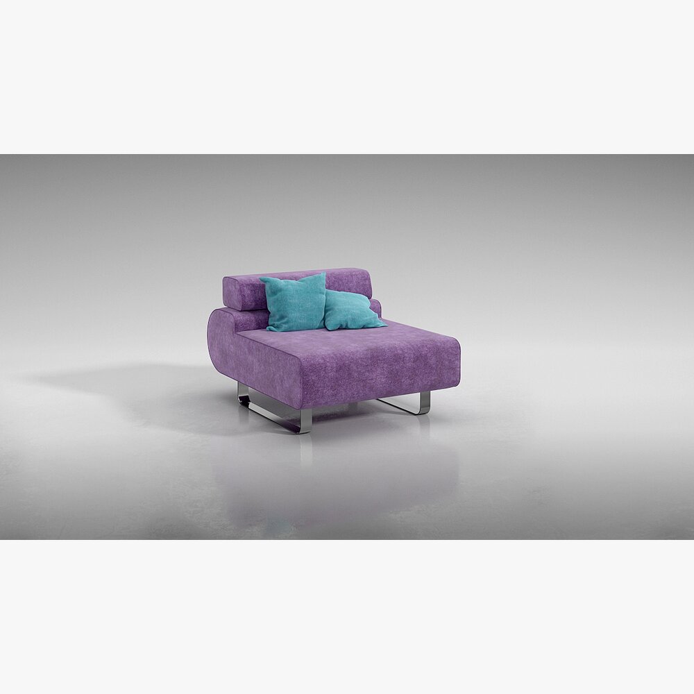 Modern Purple Chaise Lounge 3D model