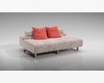 Modern Beige Sofa with Red Cushions 3Dモデル