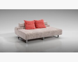 Modern Beige Sofa with Red Cushions 3D模型