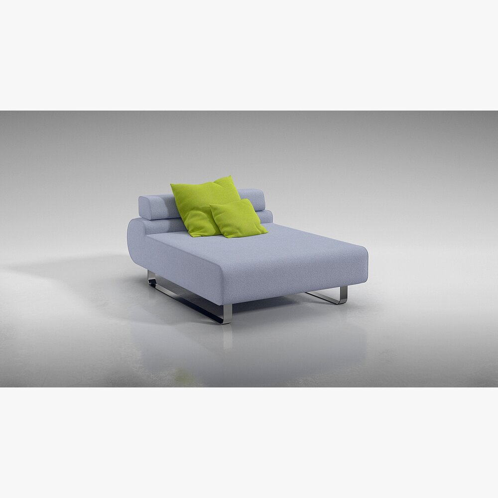 Modern Chaise Lounge with Accent Pillow 3D model