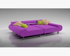 Modern Purple Sectional Sofa 3Dモデル