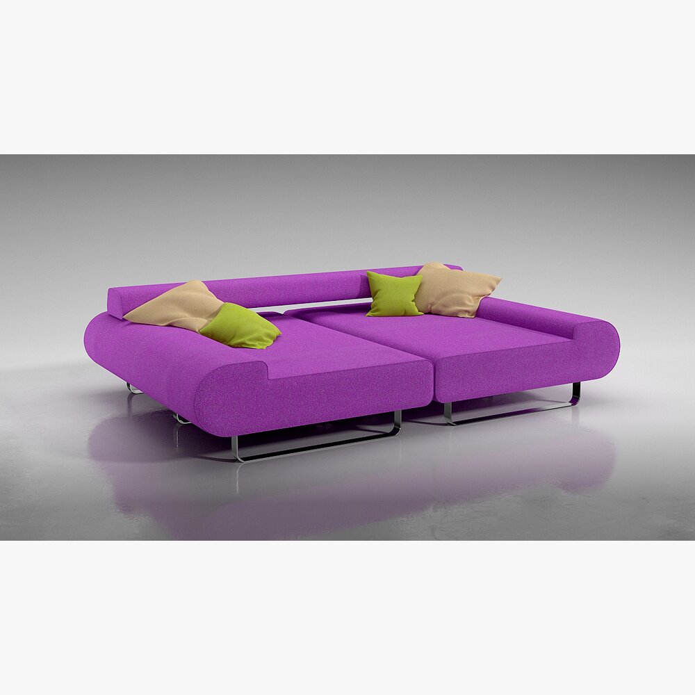 Modern Purple Sectional Sofa Modelo 3D