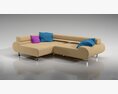Modern Beige Sectional Sofa 3D 모델 