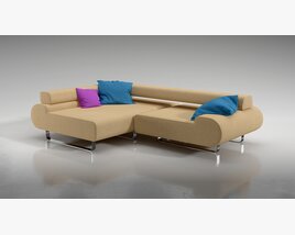 Modern Beige Sectional Sofa Modèle 3D