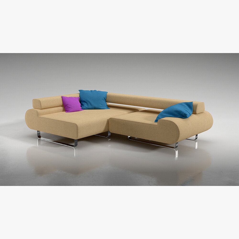 Modern Beige Sectional Sofa Modelo 3D